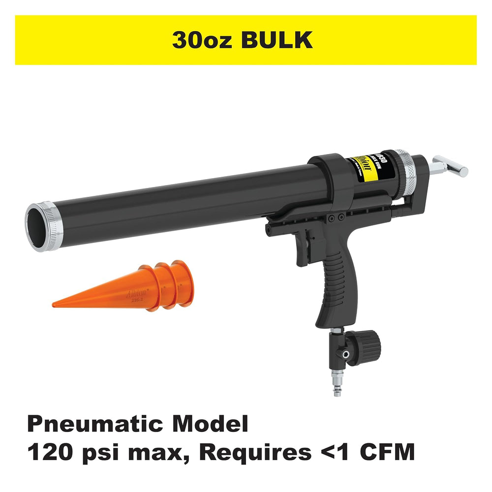 Albion Engineering AB30 Mid-Handle Air-Powered Steel Bulk Caulking Gun, 120 P...