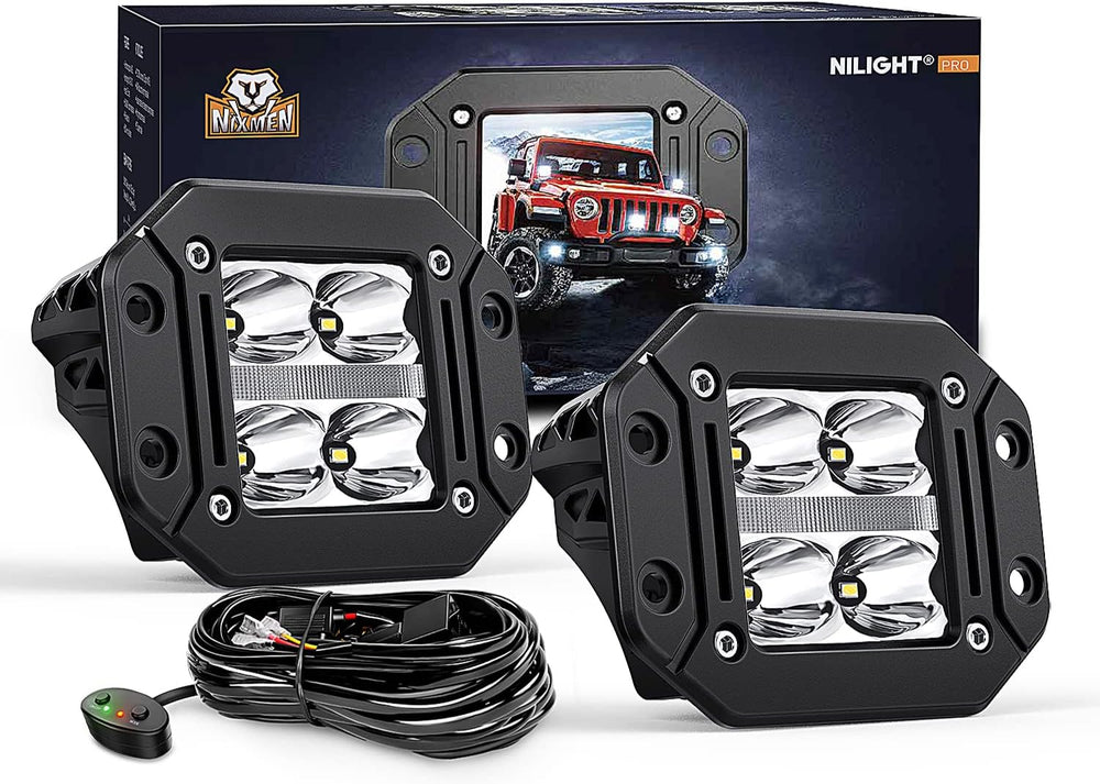 Nilight 2 PCS Flush Mount 4.8 Inch 20 W LED Pod Lights with DRL