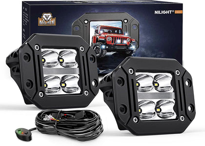 Nilight 2 PCS Flush Mount 4.8 Inch 20 W LED Pod Lights with DRL
