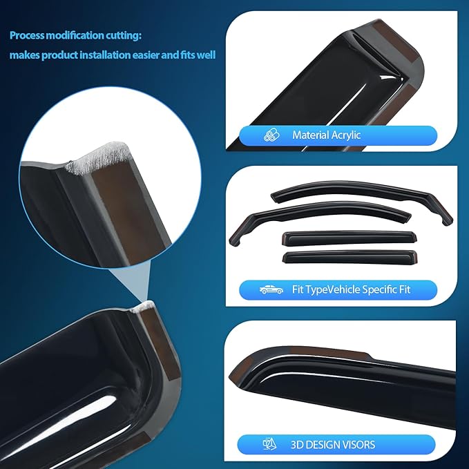 Nilight Durable in Channel Rain Guards (4PCS)