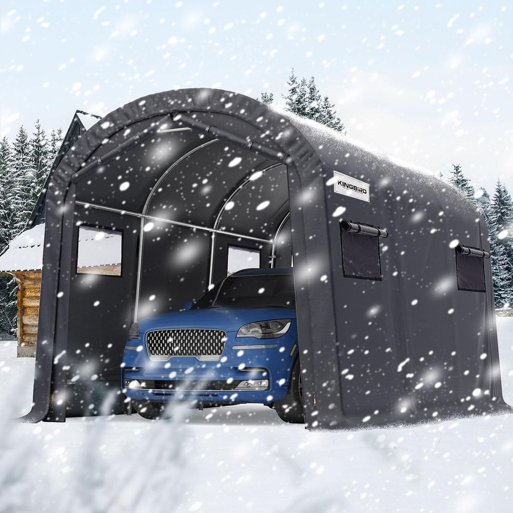 KING BIRD 10' x 15' Carport Heavy Duty with Roll-up Ventilated Windows