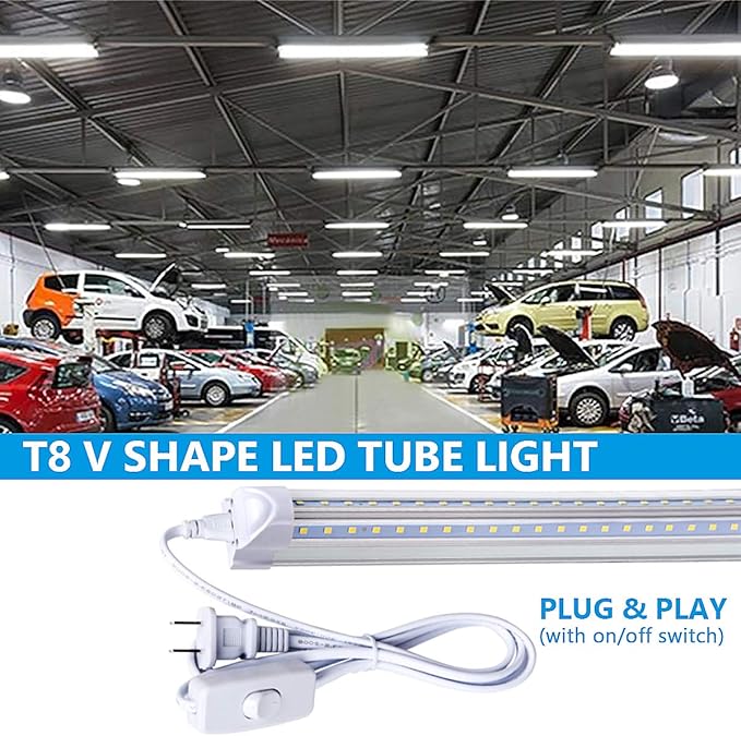 4 Pack, Led Shop Lights, 8FT Led Shop Light, 100W 6000K 15000LM Clear White