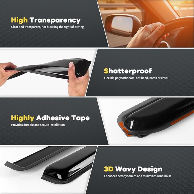 4 PCS in-Channel Window Rain Guards Fit