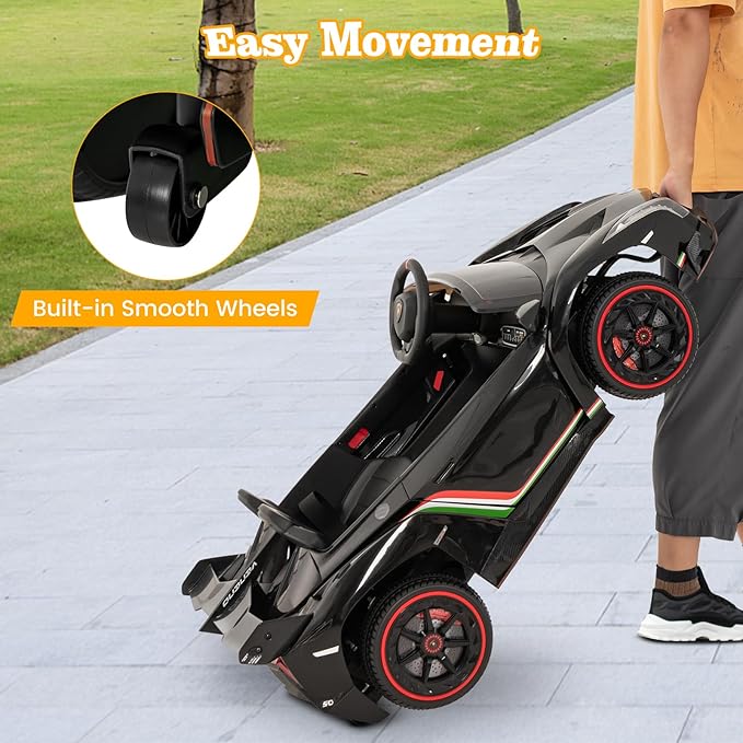 Costzon Ride on Car, Lamborghini Licensed 12V Battery Powered 4WD Sports Car