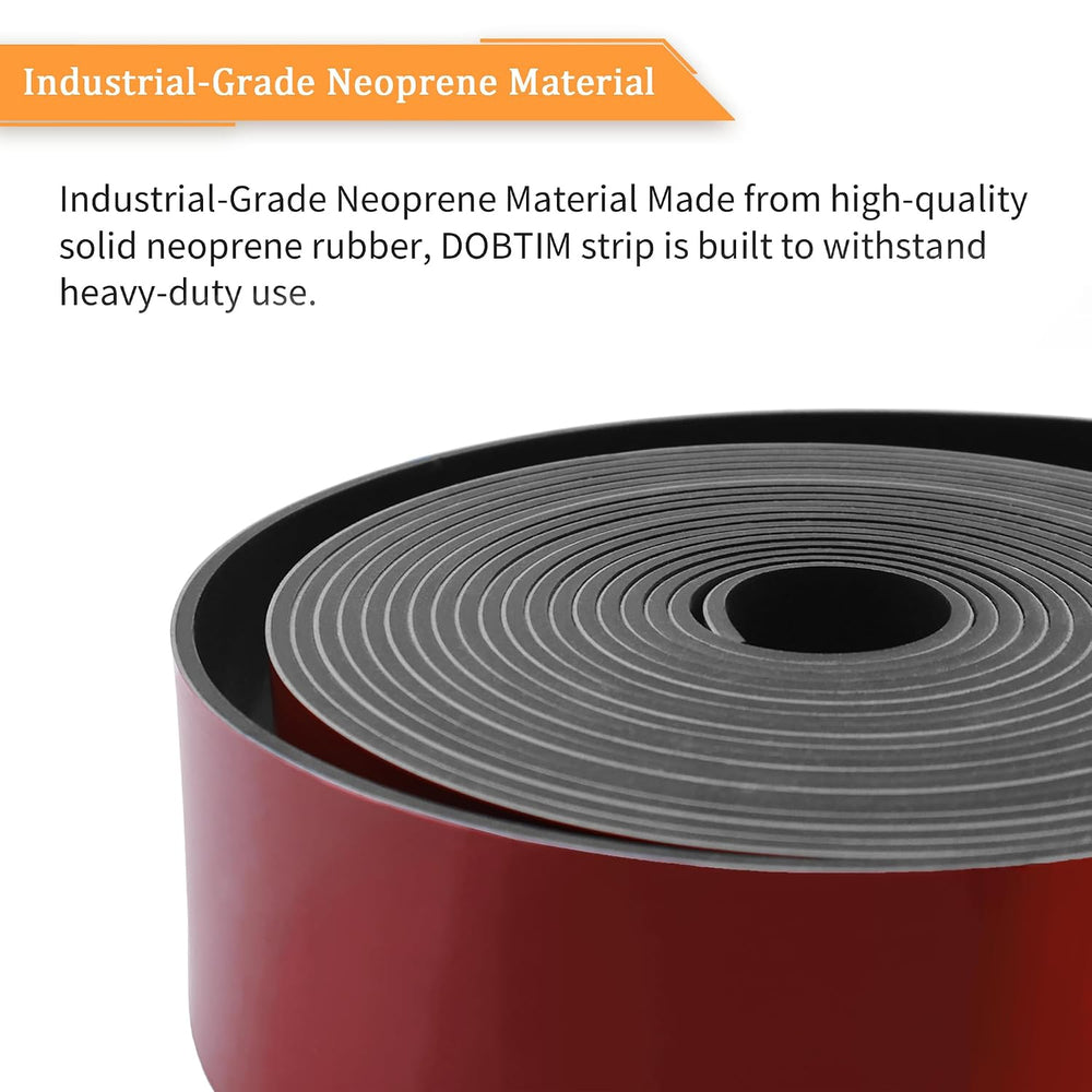 DOBTIM Solid Neoprene Rubber Strips with Adhesive Backing 1/8 (.125)" Th...