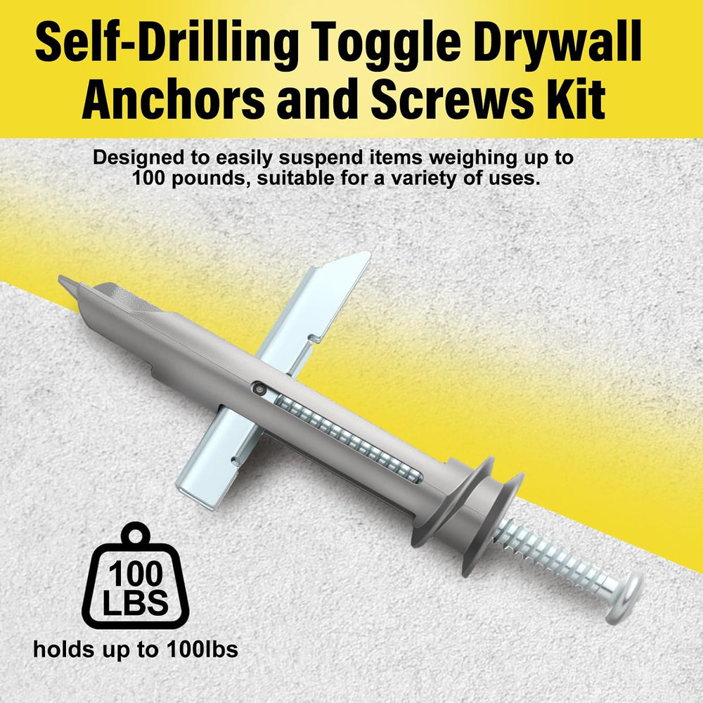 Frienda 50 Pcs Drywall Anchors Heavy Duty Self-Drilling Toggle Bolts 1/8