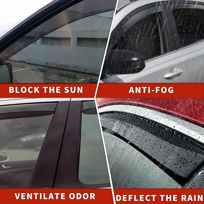 in Channel Rain Guards for 2021 2022 2023 2024 Nissan Rogue S, Smoke Tinted (...