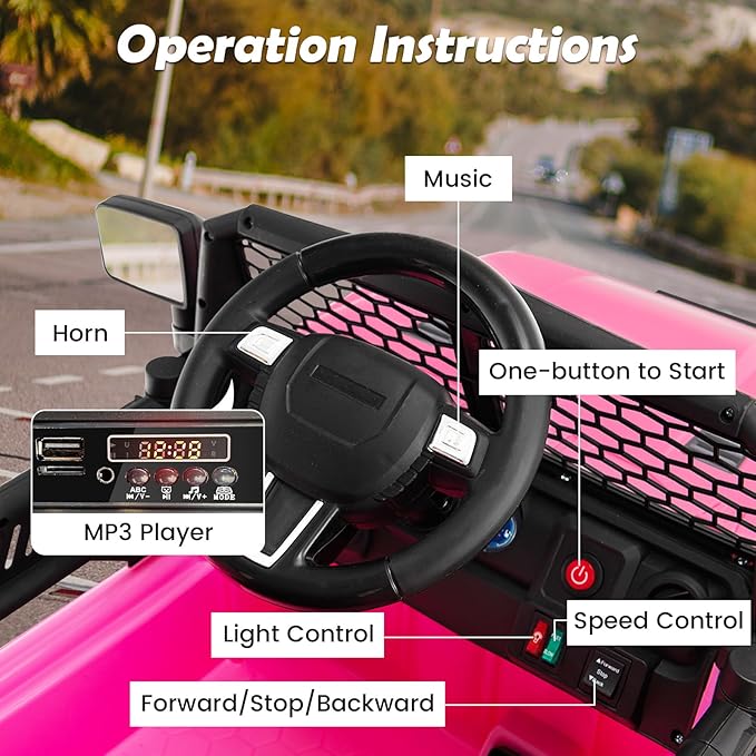Costzon Ride on Car, 12V Battery Powered Truck Vehicle