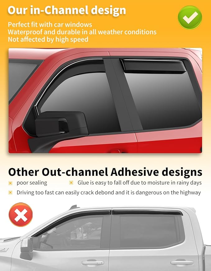 in-Channel Window Rain Guards Compatible
