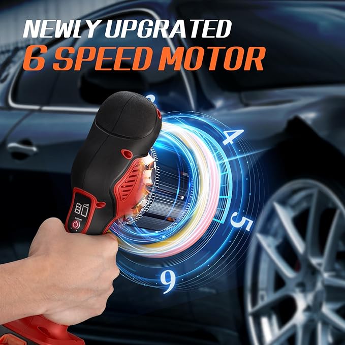 Cordless Car Buffer Polisher w/ 2x2000mAh 21V Batteries, 6 Inch Car buffer