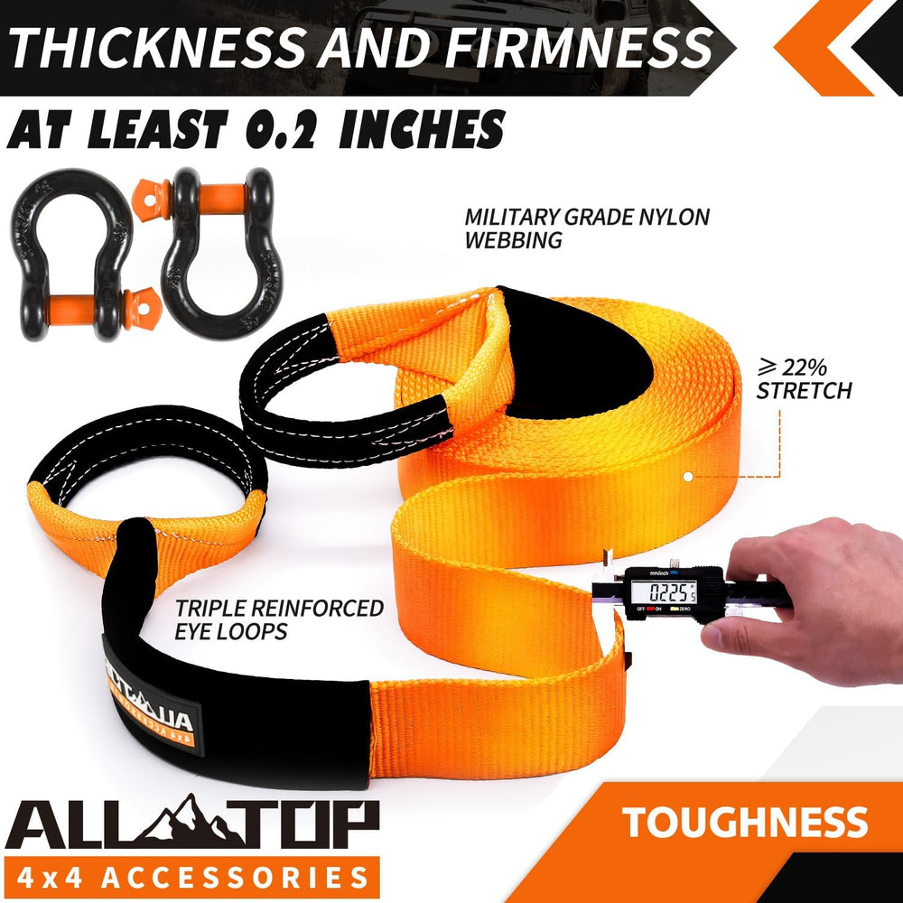 ALL-TOP Heavy Duty Tow Strap Recovery Strap Kit : 3 inch x 30 ft (35,000 lbs)...