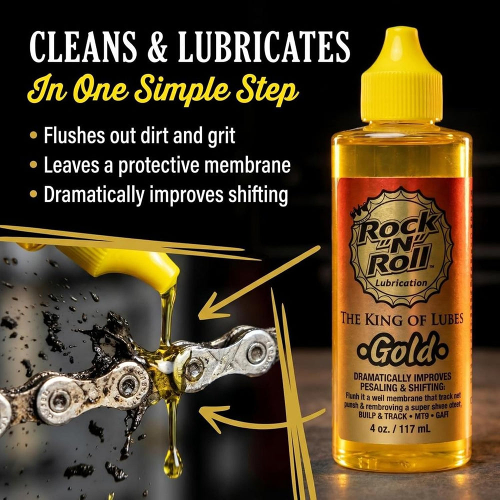 Rock N Roll Bike Lubricant, Gold Bike Chain Lube 4oz, Pack of 12