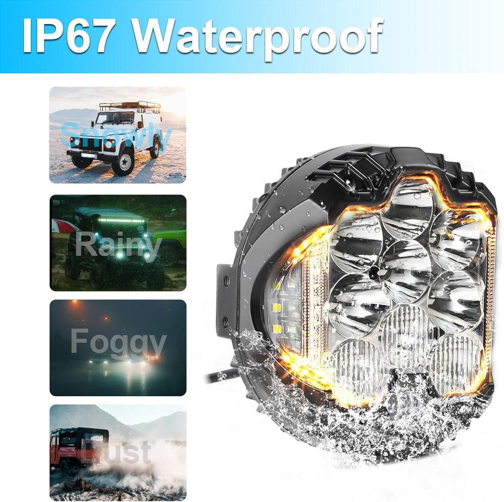 LIGBT 4PCS 7 Inch Amber Round LED Offroad Lights 90W Amber Yellow Off Road Li...