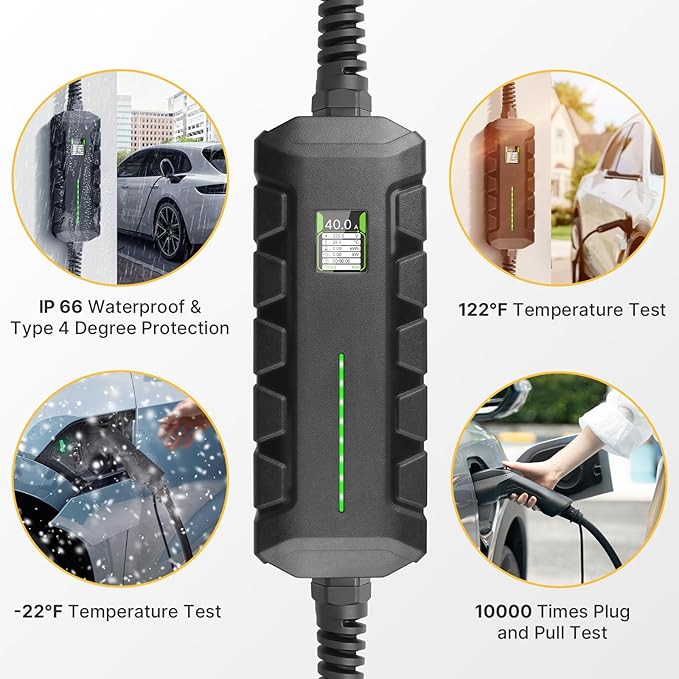 Level 2 EV Charger ETL Certified, 40A 9.6KW Home Charging Station, Plug-in NEMA