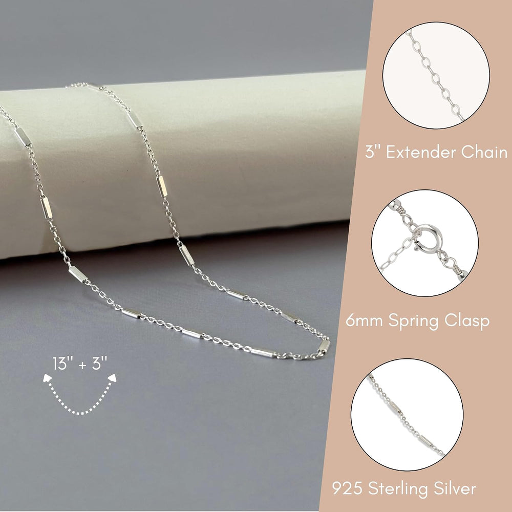 Annika Bella Silver Chain Choker Necklace, Silver Choker Necklaces, Length 13...