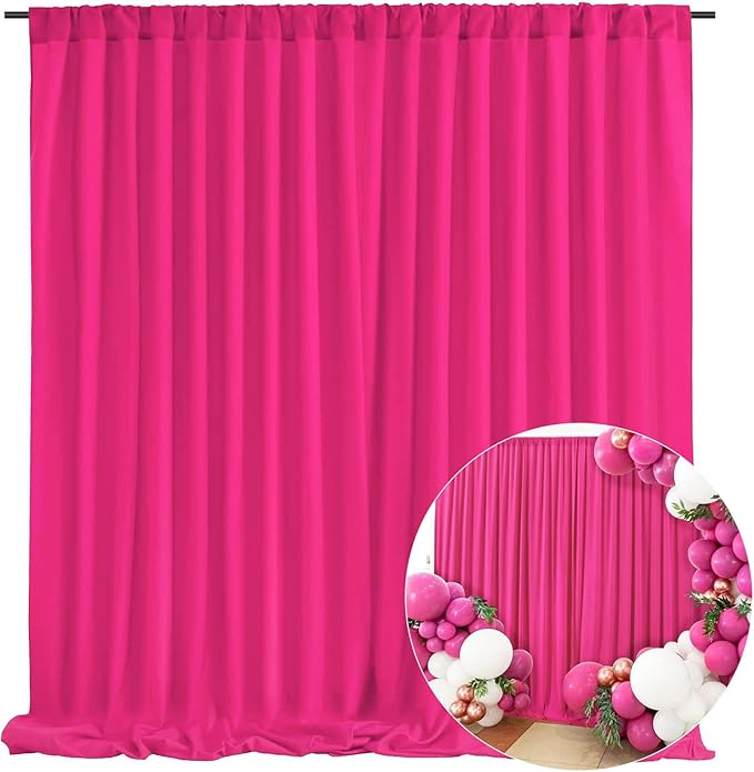 10 x 7 Feet Fuchsia Backdrop Curtain for Partie, Background Curtains for Phot...