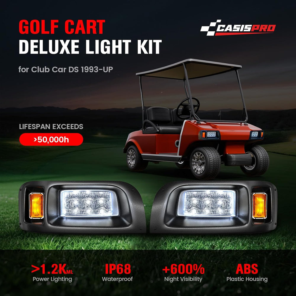 12V Golf Cart Light Kit for Club Car DS 1993-UP, Street Legal LED Headlight T...