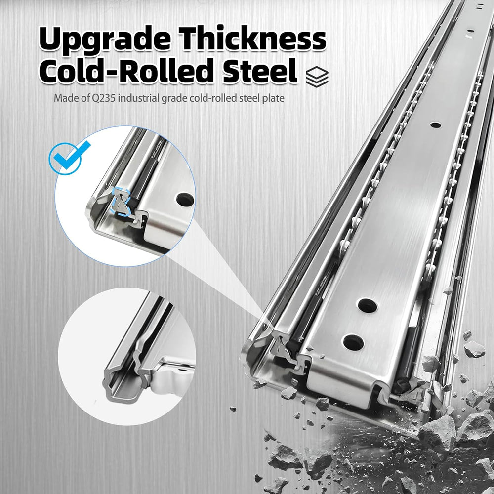 Thickened 200Lbs Heavy Duty Drawer Slides 1 Pair 10 12 14 16 18 20 22 24 32 4...