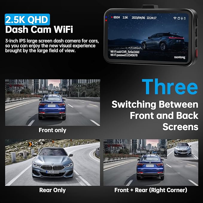 Dash Cam Front and Rear, Dash Camera