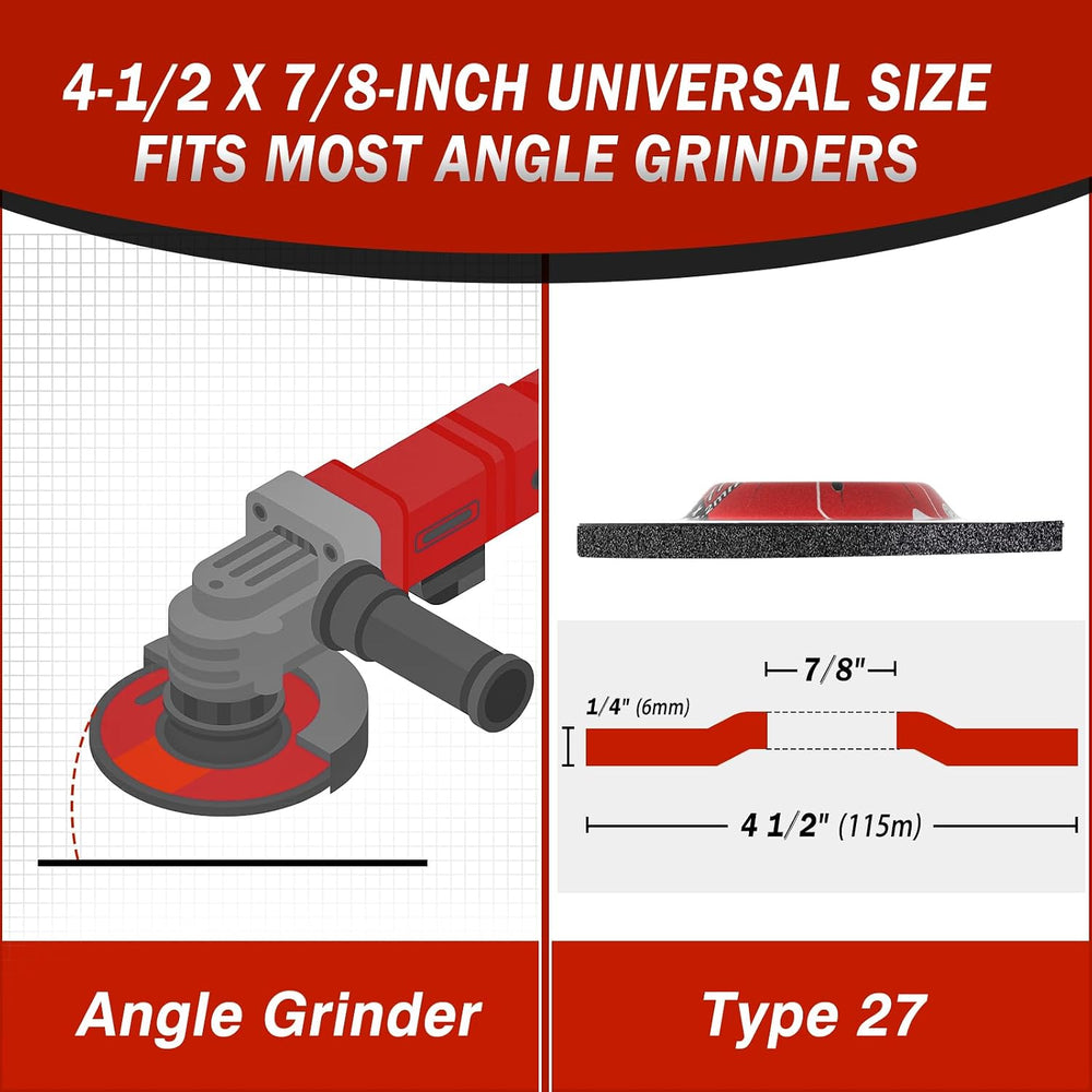 50 Pack Grinding Wheels 4 1/2 Inch for General Purpose Metal