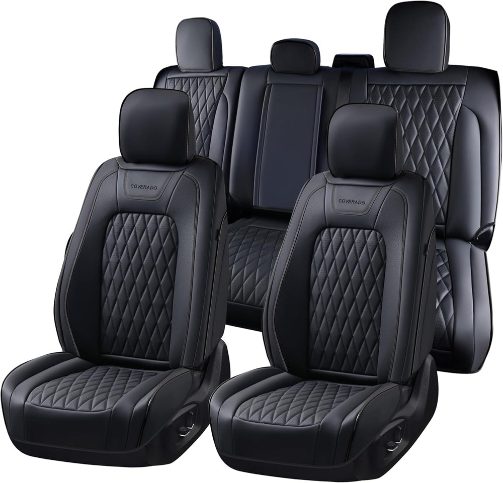 Coverado Leather Seat Covers Full Set Fit for Ford F150 F250 F350 F450, Water...