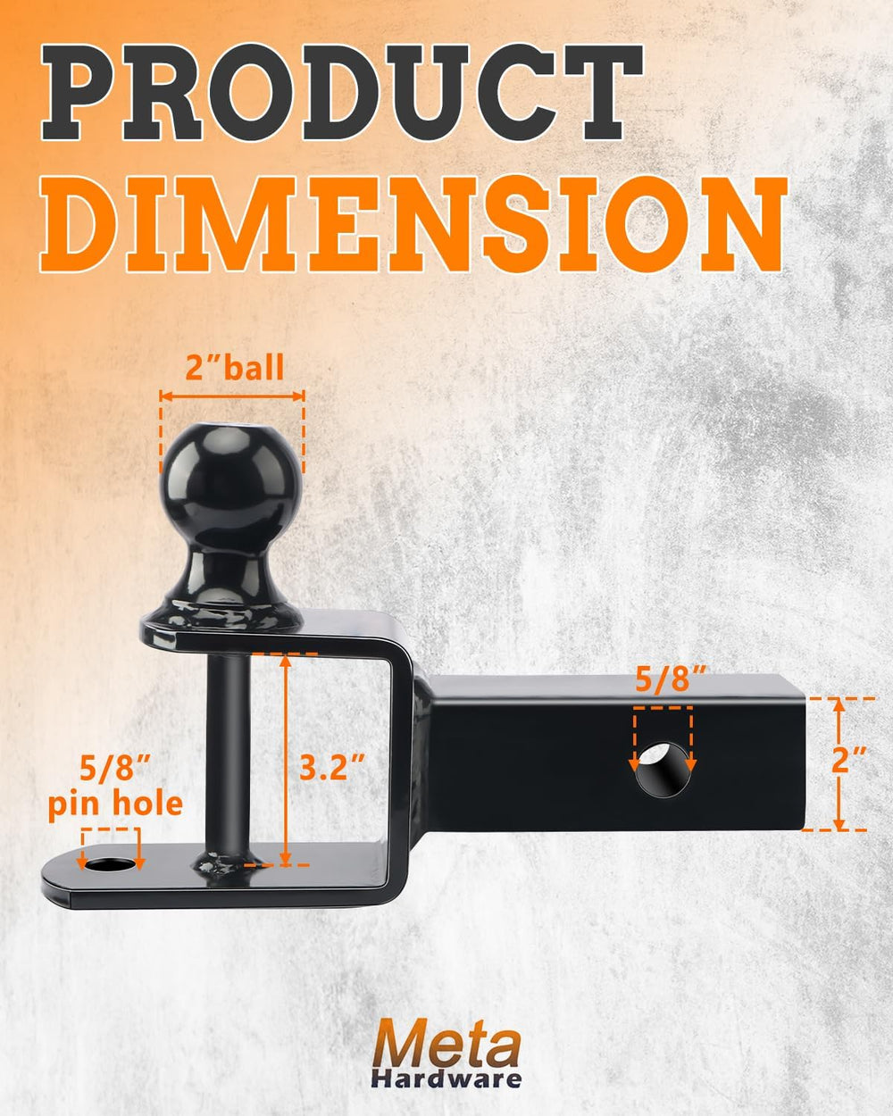 3-in-1 ATV Hitch Ball Mount Fits 2" Receiver 3500lbs GTW
