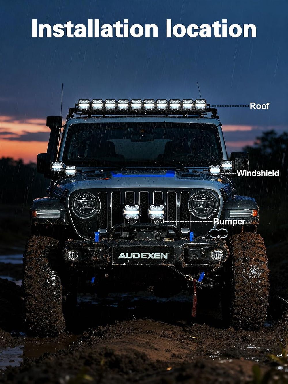 AUDEXEN 4.5 Inch LED Pods Lights 110W - Offroad Driving Light with Amber Side...