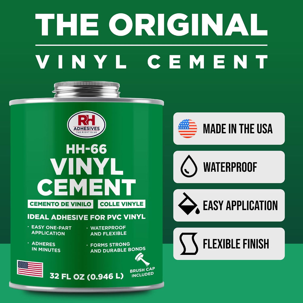 HH-66 Vinyl Cement 32 oz - Waterproof PVC & Vinyl Glue for Pools, Tarps