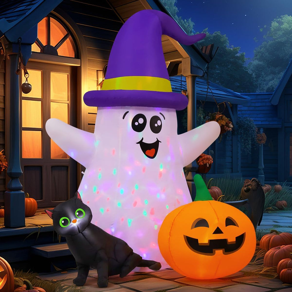 GOOSH 5 FT Halloween Inflatables Ghost Outdoor Decorations Blow Up Yard Cute ...