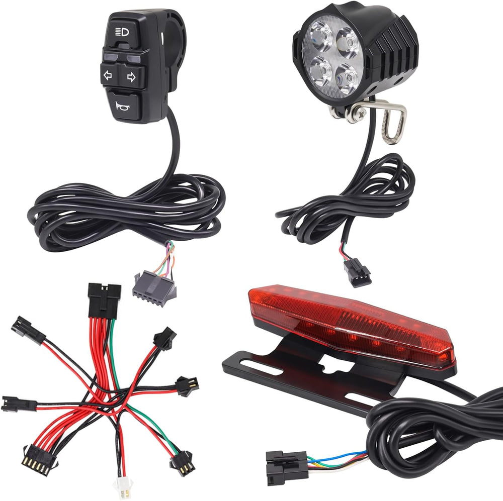 36V 48V Ebike Light Kit, Electric Bike Headlight with Horn, Ebike Tail Light ...