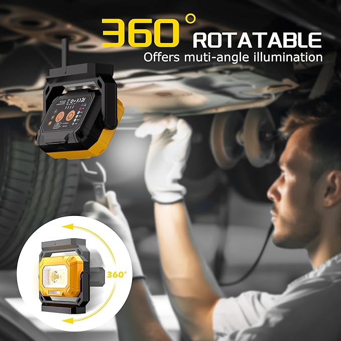 2 Pack Magnetic Work Light, 1500LM led work light, 4000mAh Rechargeable Work