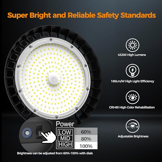 High Bay Lights LED UFO Light 240W LED Shop Lights 6000K IP65 Commercial Bay ...