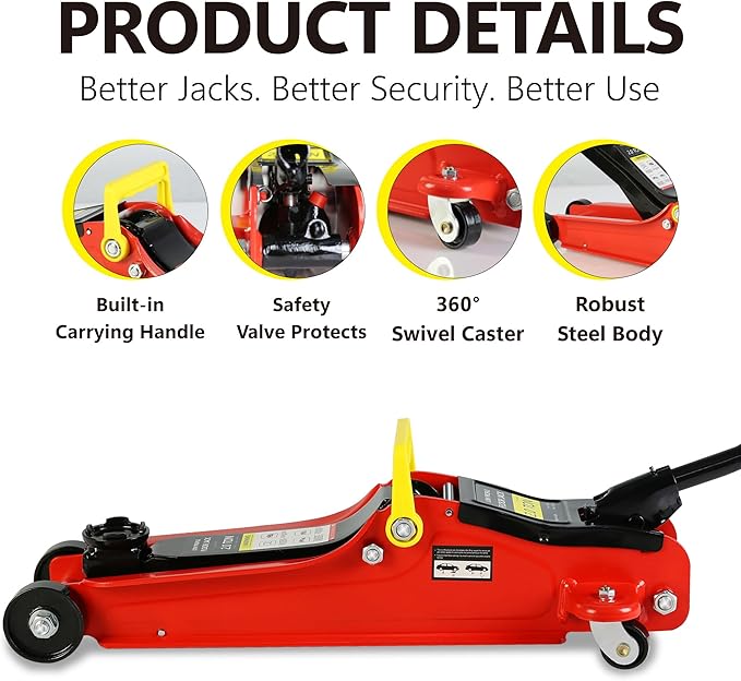 4 Piece Car Truck Floor Jack Service, Hydraulic Trolley Floor Jack & Jack