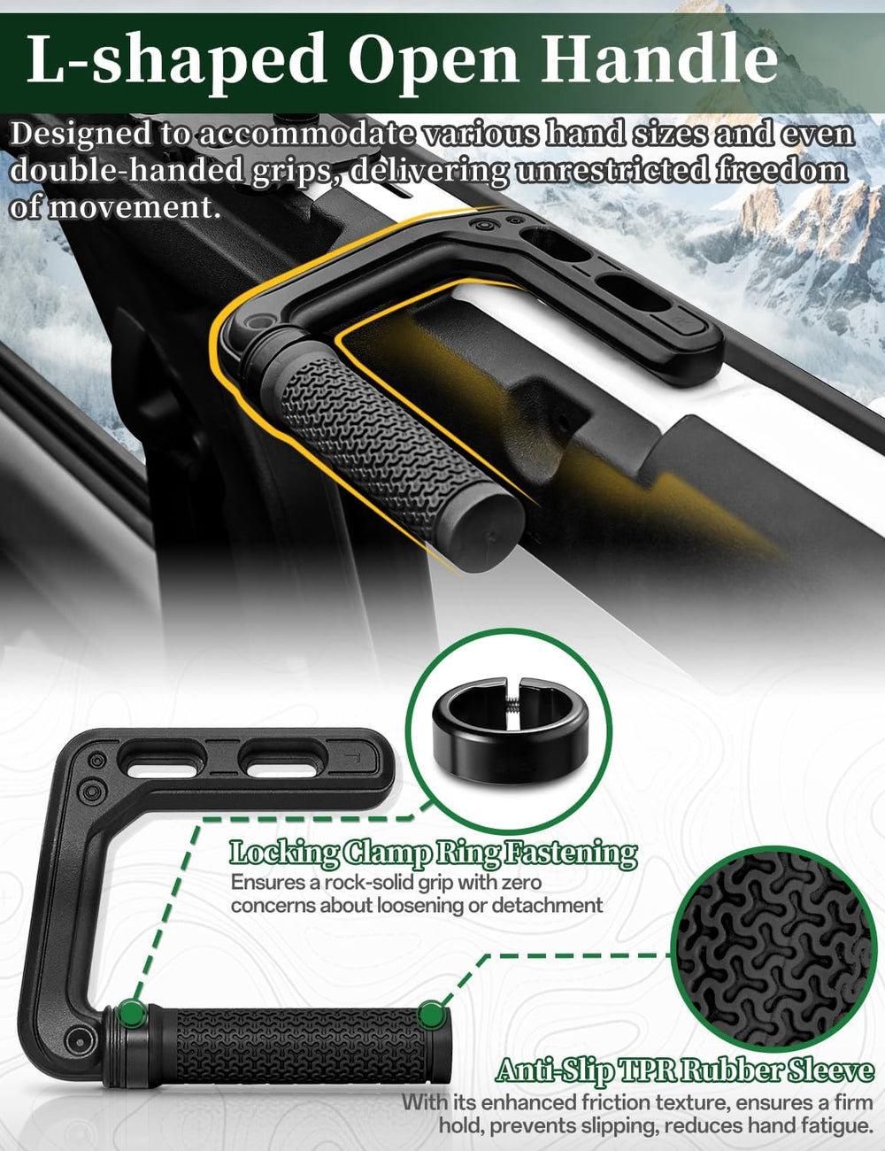 JROAD Bronco Aluminum Grab Handles Roll Bar Non-Slip Grip HandlesCompatible w...