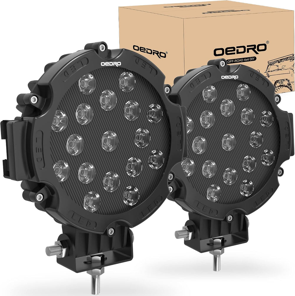 OEDRO 7 Inch LED Light Pods, 51W Round Spot Light Pod 5100LM 2Pcs