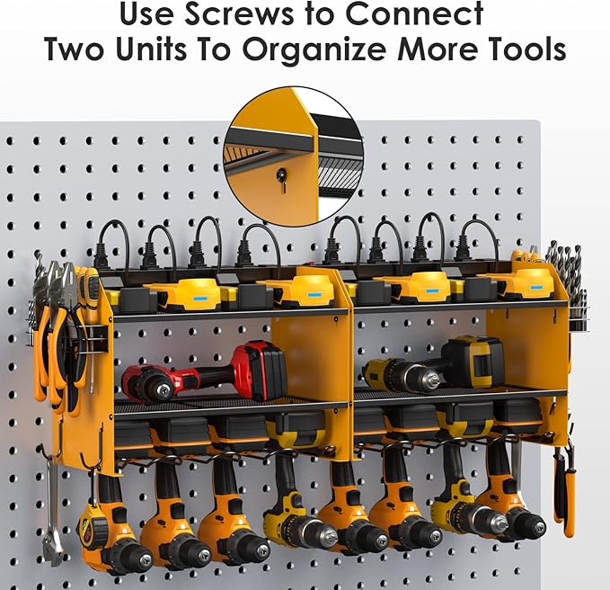 CCCEI Modular Power Tool Organizer Wall Mount Charging Station, Garage Drill