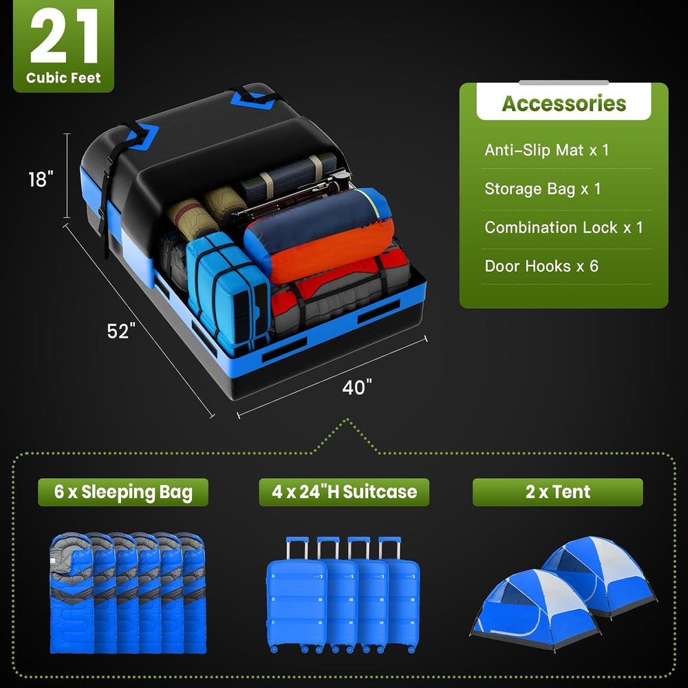APTY 21 Cubic Feet Car Rooftop Cargo Bag Carrier, Soft Roof Top Luggage Bag f...