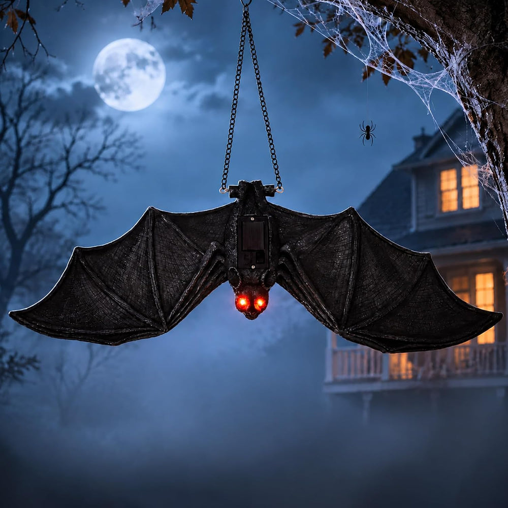 Goodeco Solar Hanging Bat - 19.7'' Large Outdoor Halloween Decor