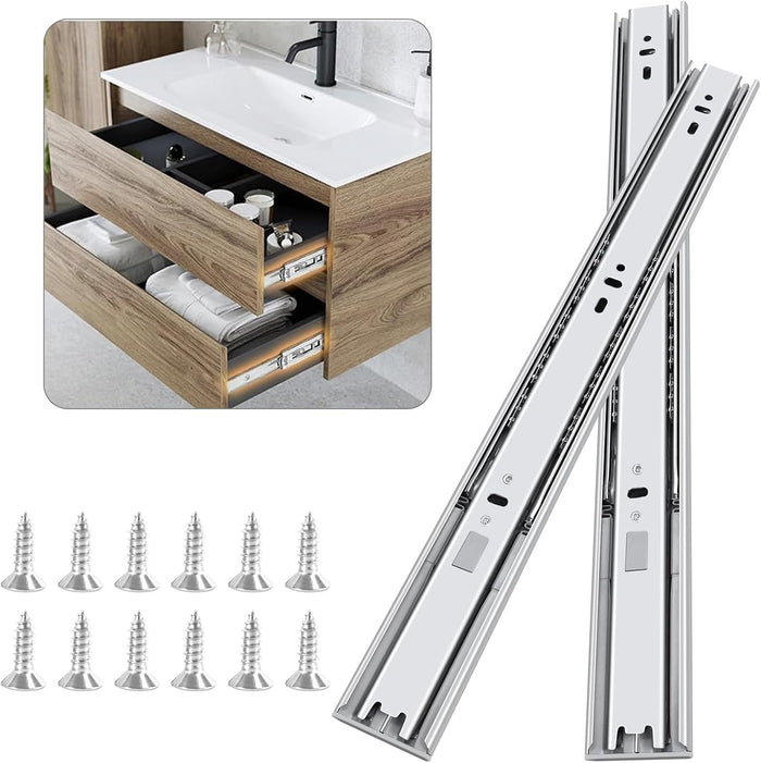 16 inch Soft Close Drawer Slides 4 Pairs Ball Bearing Full Extension Cabinet Drawer Slides 3 fold, Side Mount, 100 LB Capacity Heavy Duty Drawer Slide 16"
