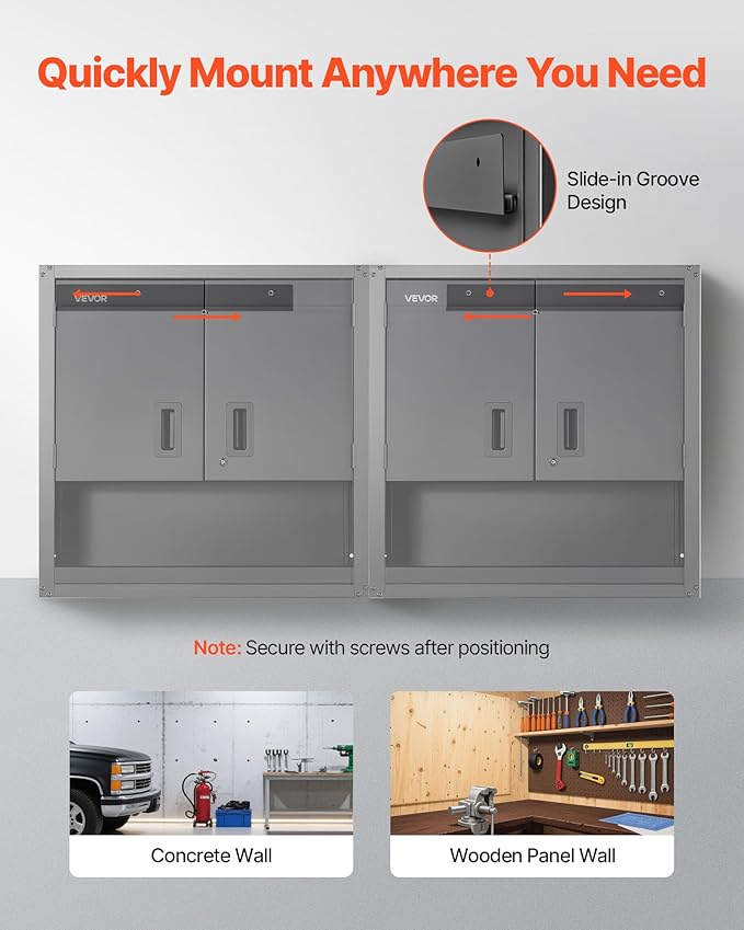 VEVOR Metal Wall Cabinet, 30W x 12.01D x 30H Inch, Steel Floating Hanging