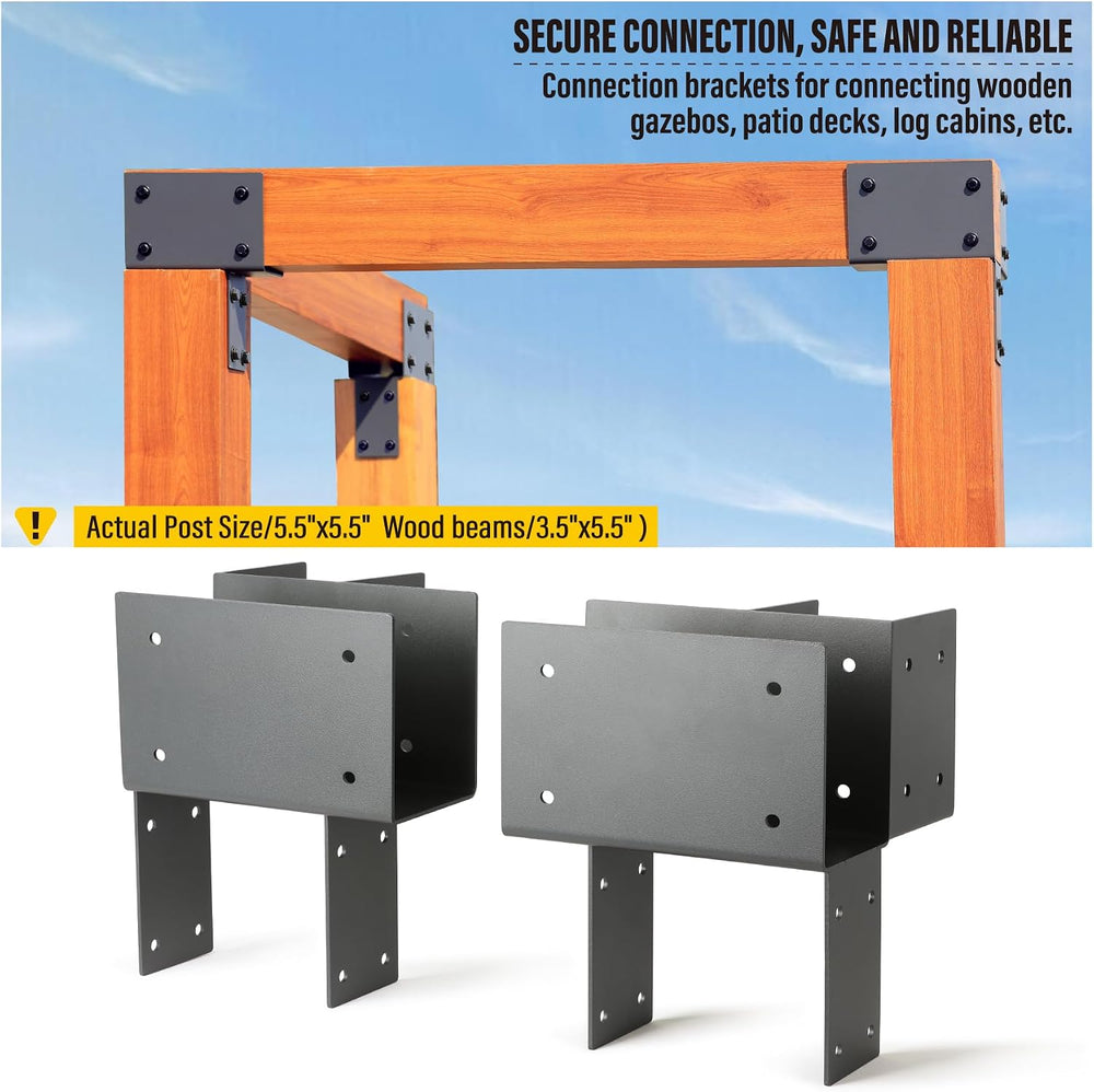 2 Pack 4x6 (Actual 3.5"x5.5") Heavy Duty Stainless Steel Pergola Br...