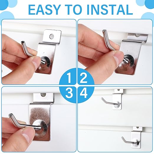 Moxweyeni 100 Pcs Heavy Duty Slatwall Panel Hooks Hanging Metal Slat Wall
