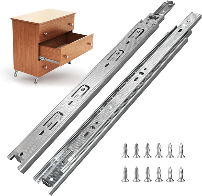 22 inch Drawer Slides 4 Pairs (8pcs) Full Extension Ball Bearing Drawer Slides 3 fold Full Stretch Side Mount Drawer Slides 100 LB Capacity Drawer Slide 22" Silver