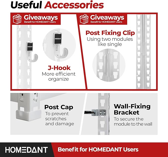 HOMEDANT White 5 Tier Laminated Boltless Heavy Duty Garage Storage Adjustable...