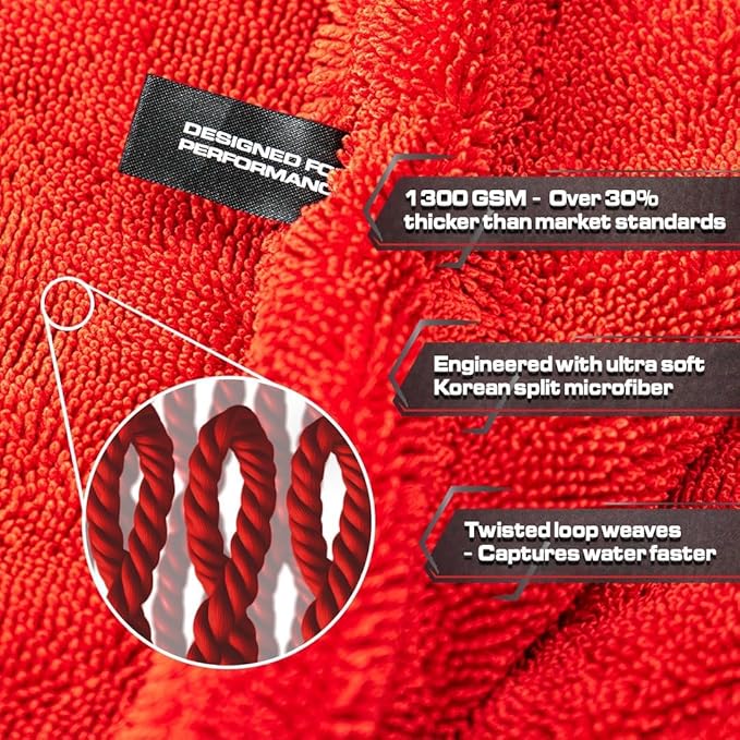 Blackline Car Drying Towel - 2ft x 3ft XL-Popular Pick Among Detailing Pros -