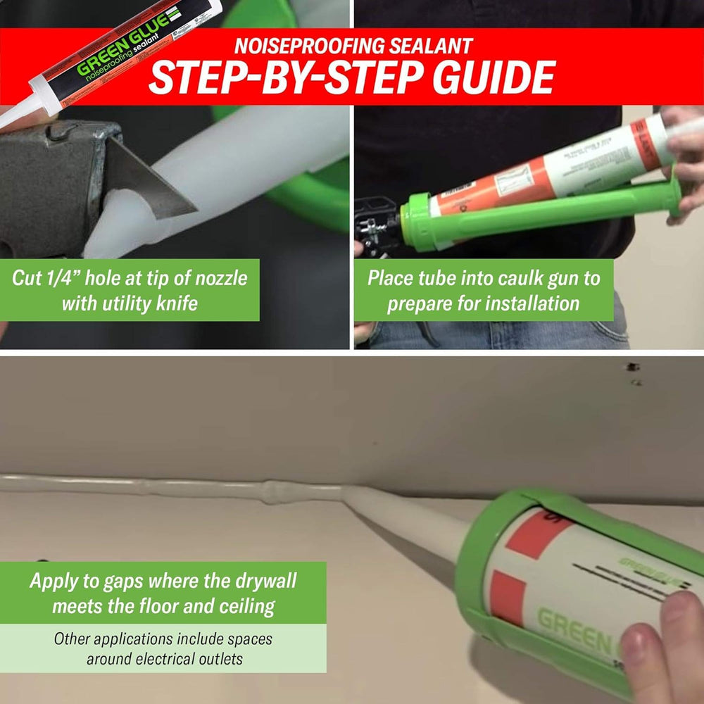 Green Glue Noiseproofing Sealant Caulk - Pack of 6 Tubes (28 oz Each) - with ...