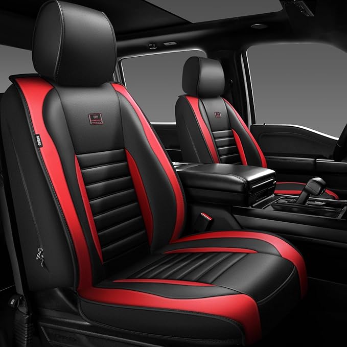 CAR PASS Nappa Leather Car Seat Covers Front Seats, Luxury Seat Protector