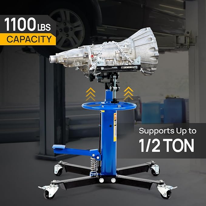 TUFFIOM Transmission Jack, 1100 lbs 1/2Ton Hydraulic 2-Stage High Lift Vertical