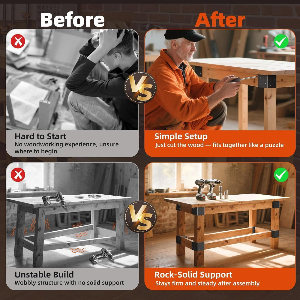 Workbench Bracket Kits - Workbench and Shelving Hardware Kit - Heavy Duty Ste...