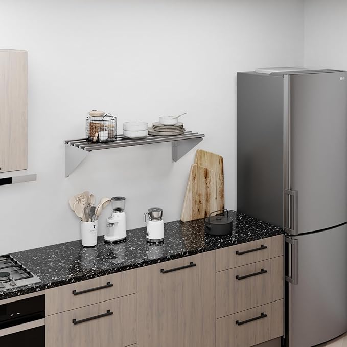 AmGood 14 in. x 36 in. NSF Stainless Steel Tubular Wall Shelf | Heavy-Duty